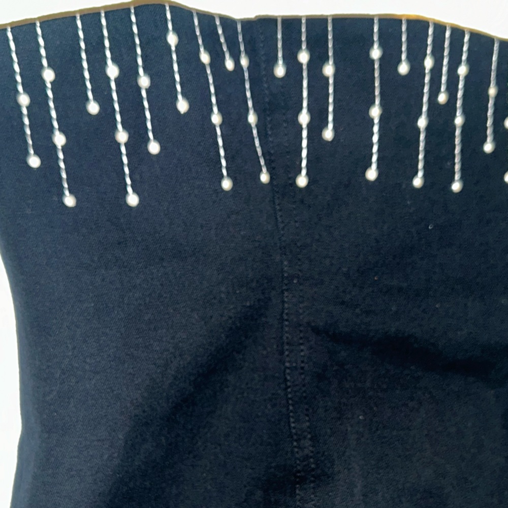 ST. JOHN Pearl drip full zip bandeau Coquette tie-back neck - Picture 6 of 14